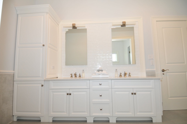 Custom Bathroom Vanities With Linen Tower 83m hall bath 2 | monmouth custom builders Custom Bathroom Vanities With Linen Tower 83m hall bath 2 | monmouth custom builders